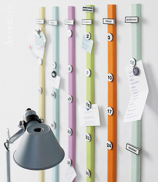 Colorful Wood Strip Calendar Wall