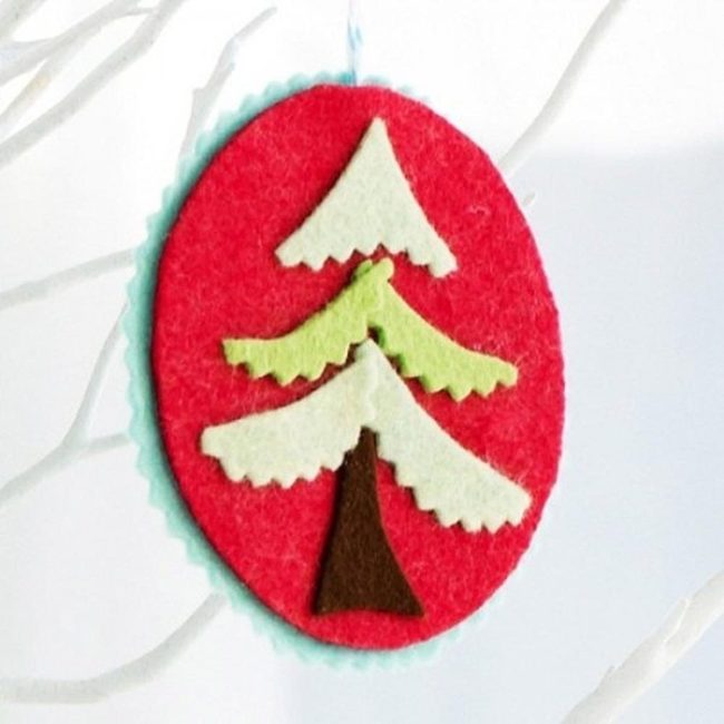 White Branches Red Felt Tree