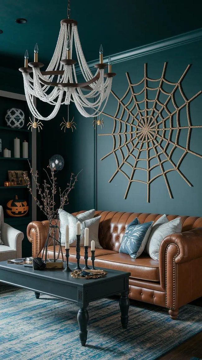 White Web Draping Halloween Ceilings