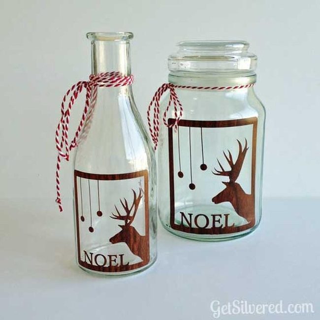 Red Striped Glass Deer Jars