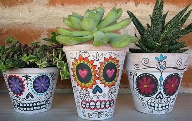 Skull Ceramic Pots, Mexican Heritage