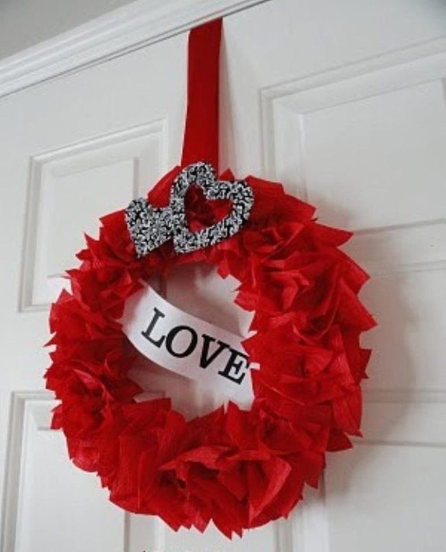 Red Fabric Love Wreath