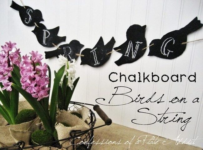 Paper Birds Against Chalkboard