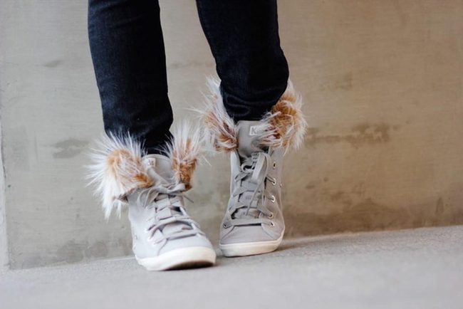 Light Gray Fuzzy Sneaker Elegance