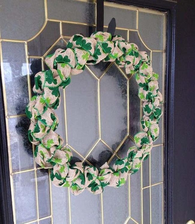 Burlap Green Shamrock Wreath