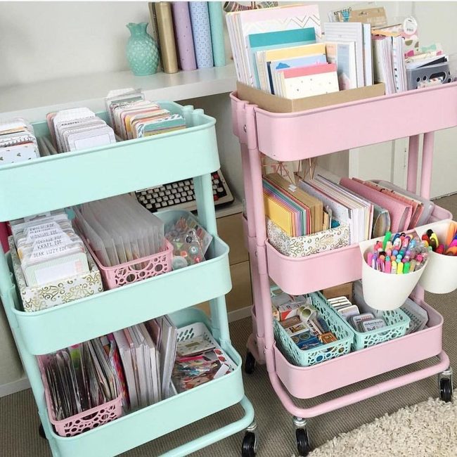 Pastel Supply Carts Organization