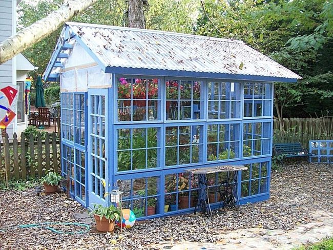 Blue Glass Garden Shelter