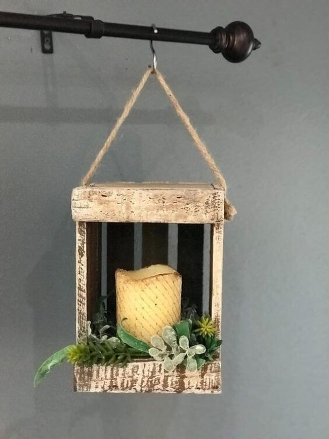 Wooden Crate Lanterns With Greenery