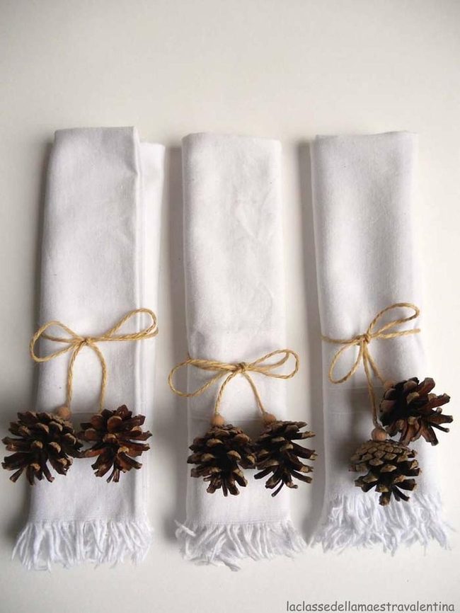 Pinecone And Twine Napkin Rings