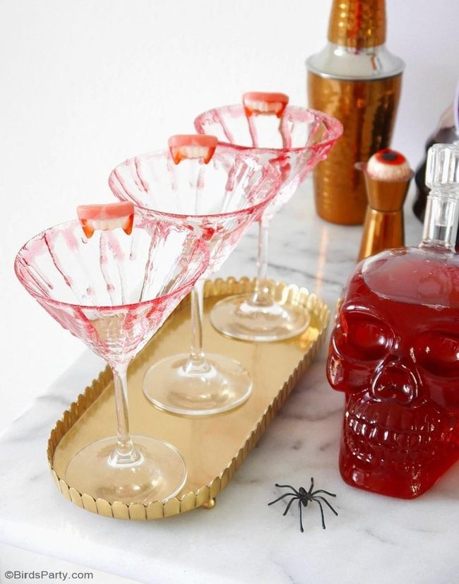 Red-Streaked Cocktails On Gold