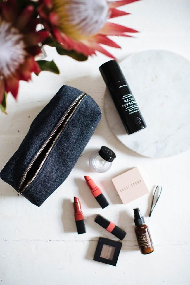 Dark Blue Bags, Red Lipsticks, Silver Shine