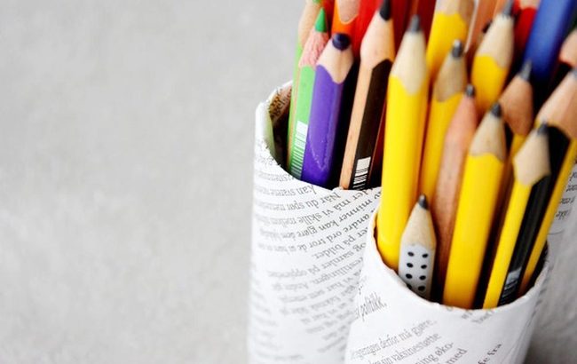 Rainbow Pencils Newspaper Wrapped