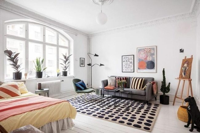 Sunlit Studio with Geometric Rugs