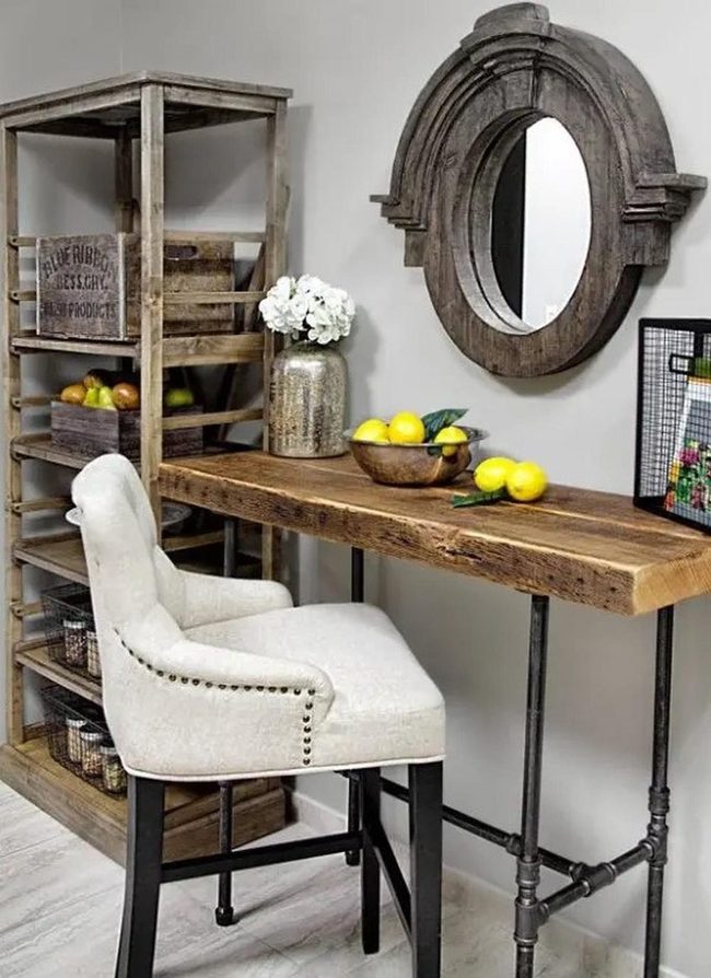 Black Metal Industrial Wood Table
