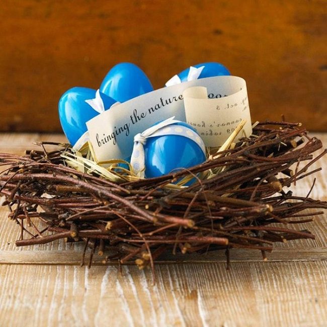 Turquoise Eggs In Woven Branches