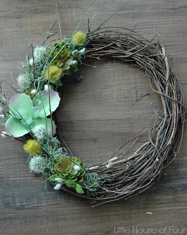 Branch Wreaths With Succulents And Yellow