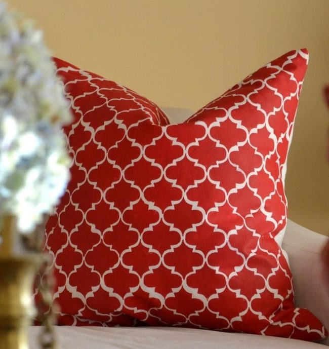 Red Geometric Pillow Statement
