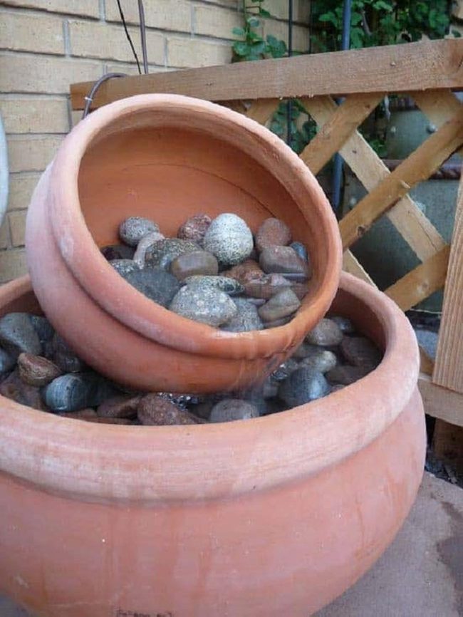 Stacked Clay Pot Fountain