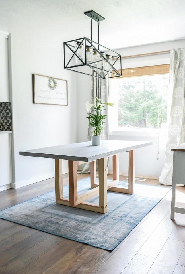 Concrete And Wood Industrial Table