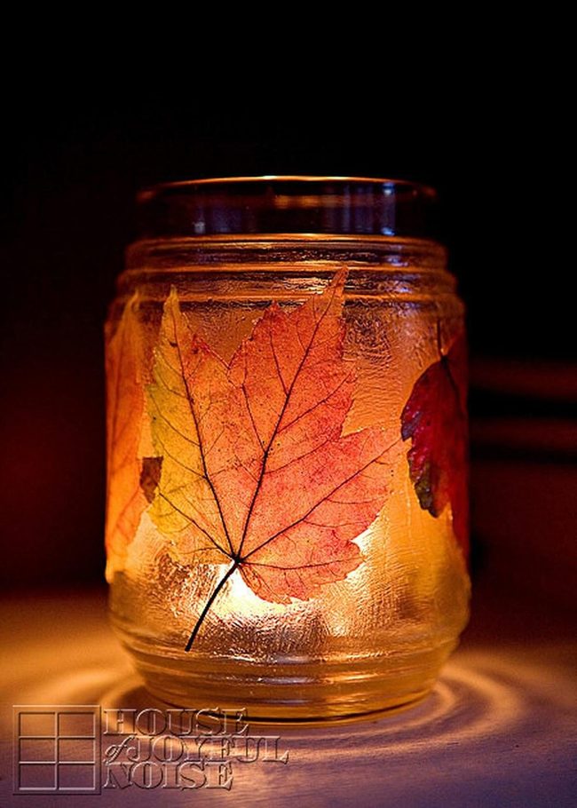 Pressed Leaf Jars, Autumn Orange