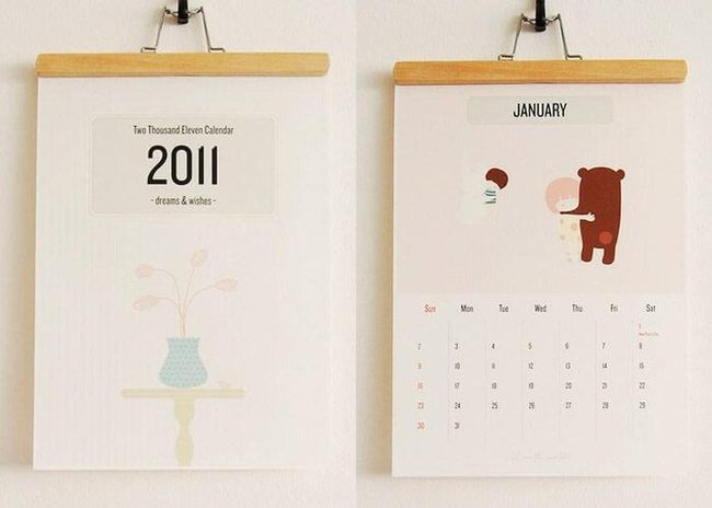 Pastel Bear Wall Calendar