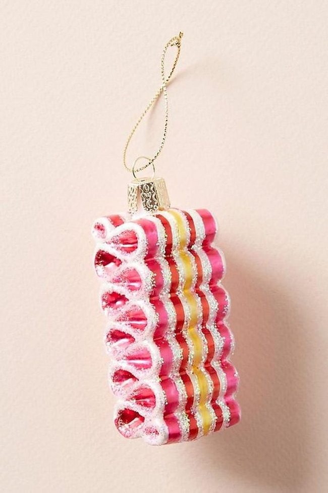 Pink Striped Glitter Ornament