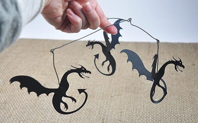 Black Wire Dragons In Flight