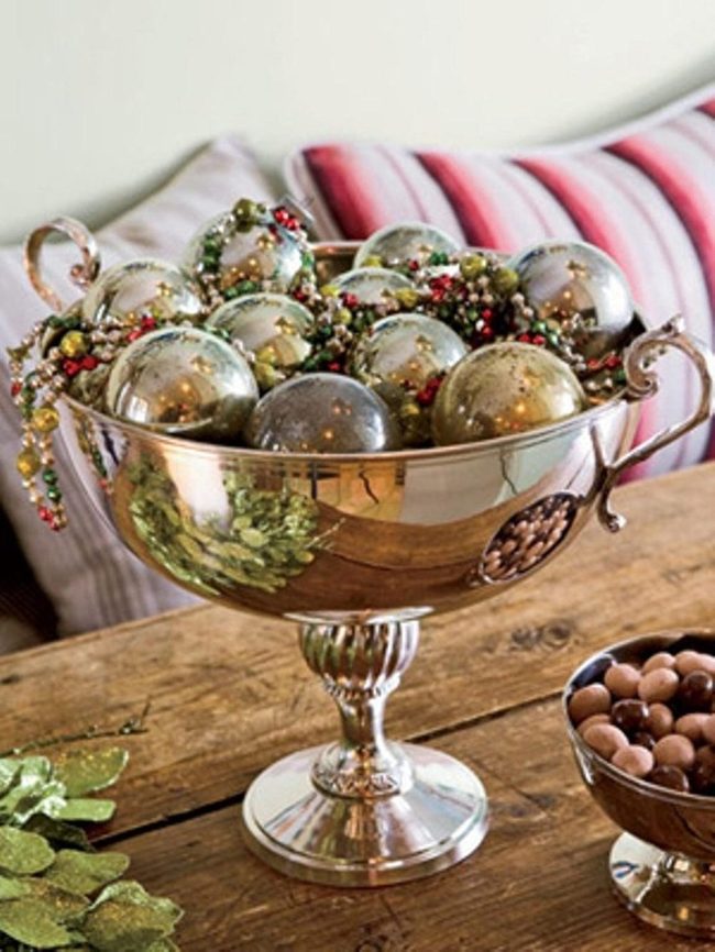 Silver Ornaments, Berry Bowl, Wood