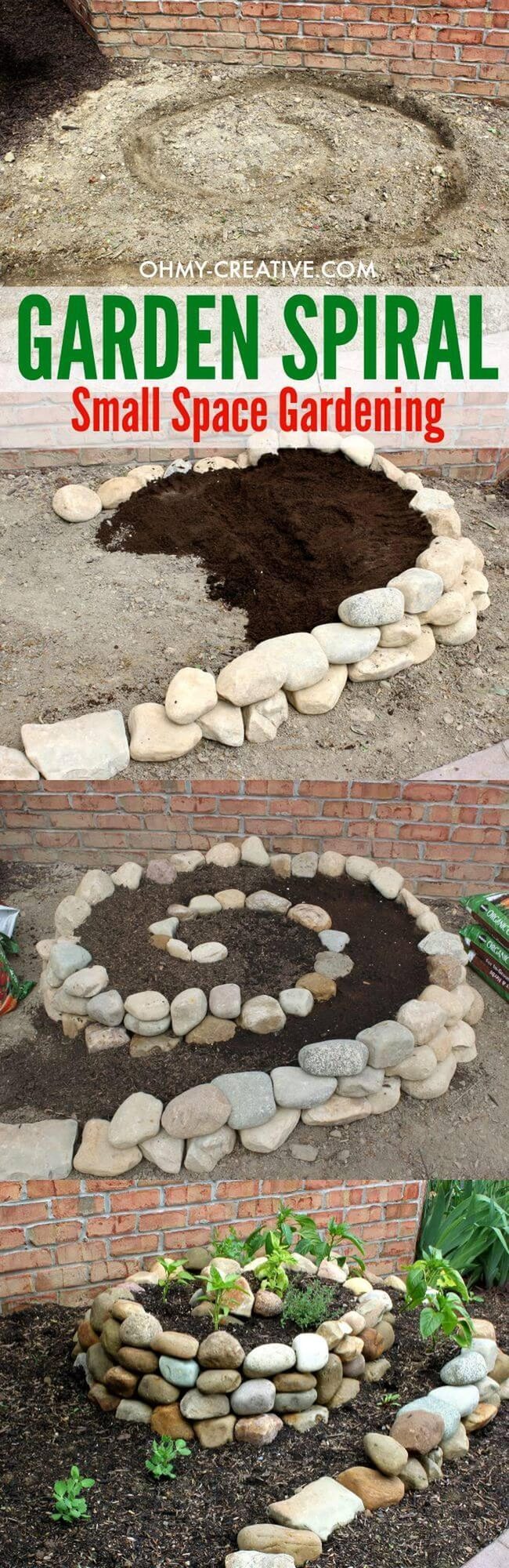 Stone Spiral Flower Beds