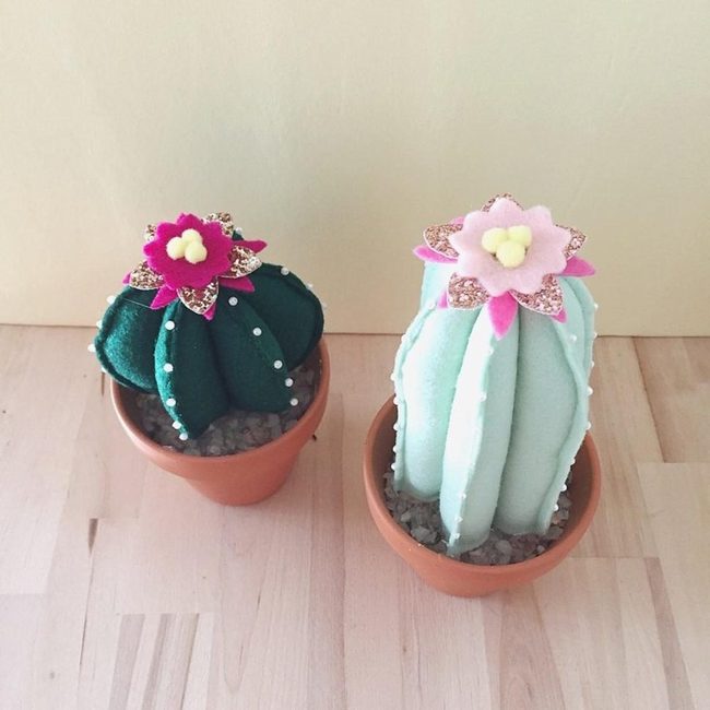 Pink Sparkle Fabric Cacti