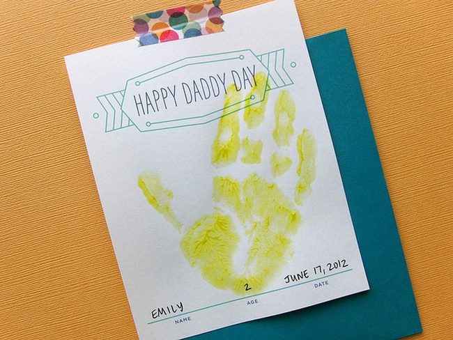 Yellow Handprint Father'S Day Card