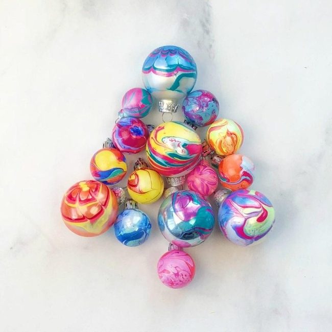Hand-Painted Spheres, Rainbow Swirls