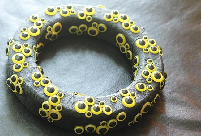 Yellow Circles Black Leather