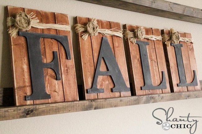 Autumn Metal Letters On Wood
