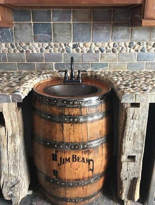 Aged Oak Barrel Sink