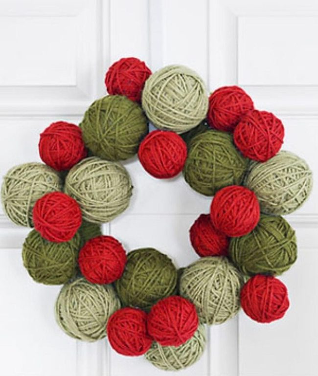 Colorful Yarn Ball Wreath