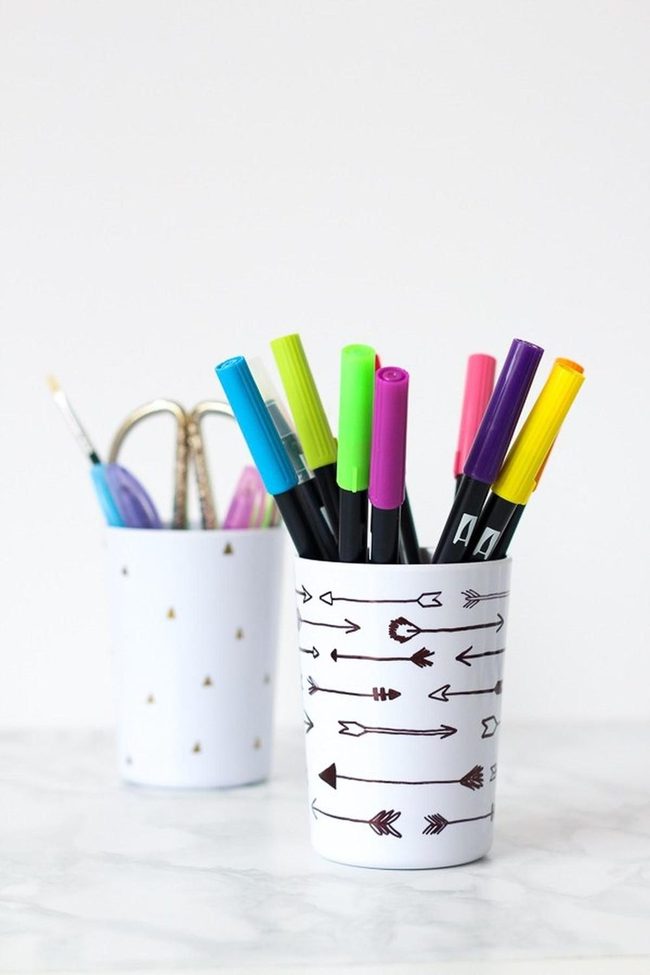 Colorful Markers, Marble Workspace
