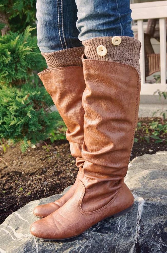 Brown Leather Knee-High Boots
