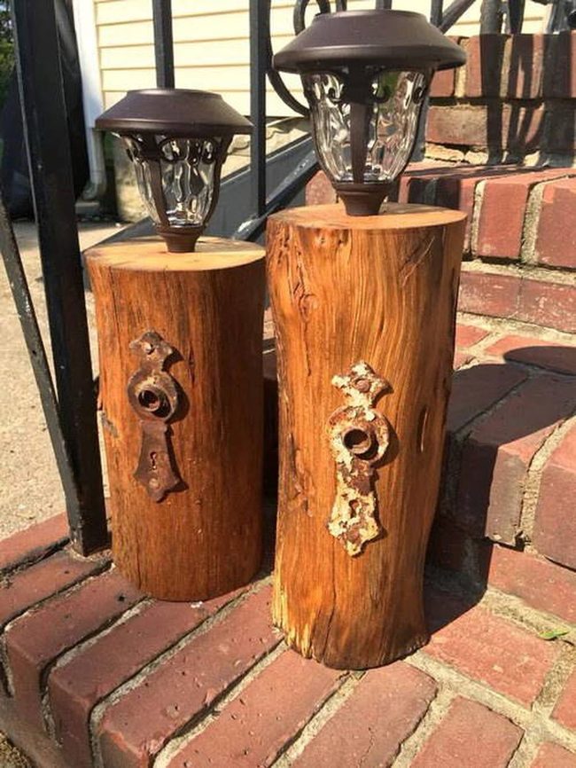 Solar-Lit Tree Stump Lanterns