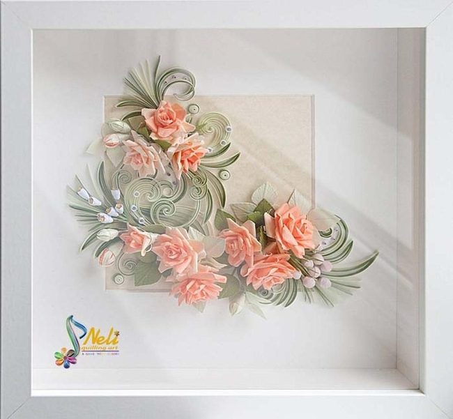 Peach Roses Garden Relief