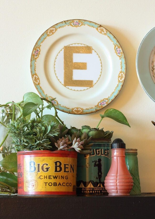Personalized Gold Initial Vintage Plate