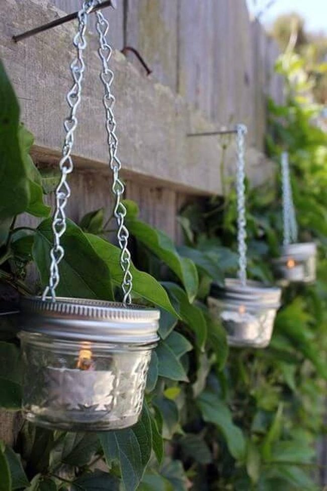 Suspended Mason Jar Lighting