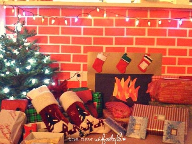 Cardboard Fireplace Family Project