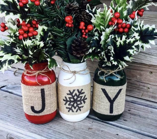Burlap Jars, Festive Glow
