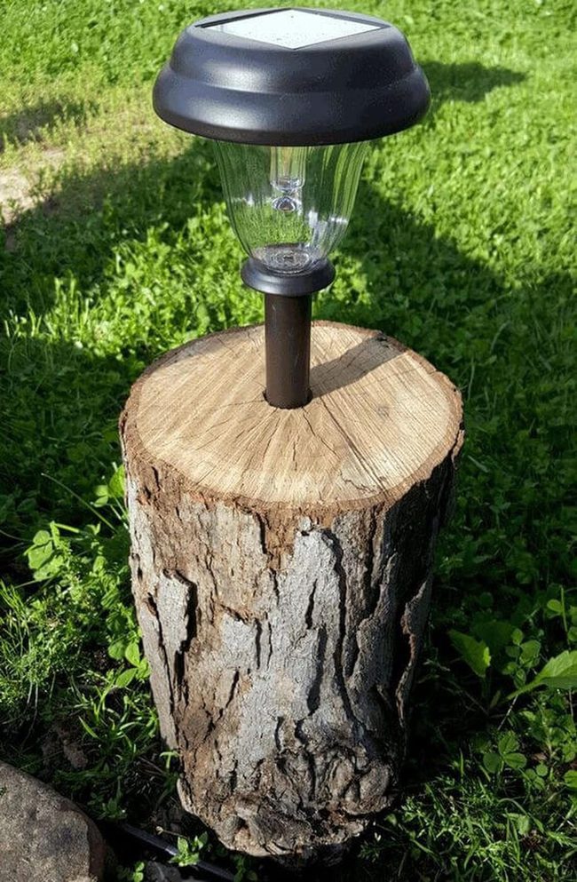Natural Wood Stump Lanterns