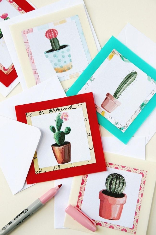 Turquoise Cacti Card Collection