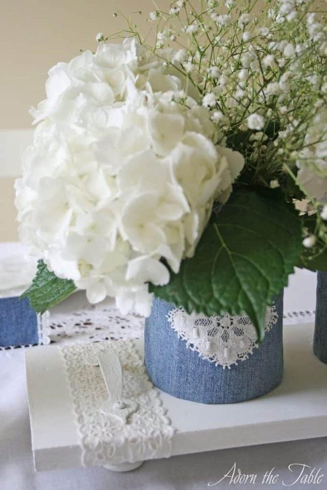 Denim Coffee Can Vases