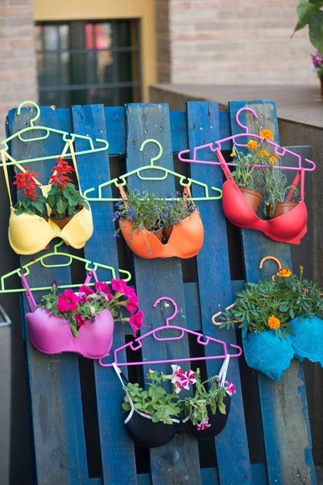 Deep Blue Bra Planter Wall