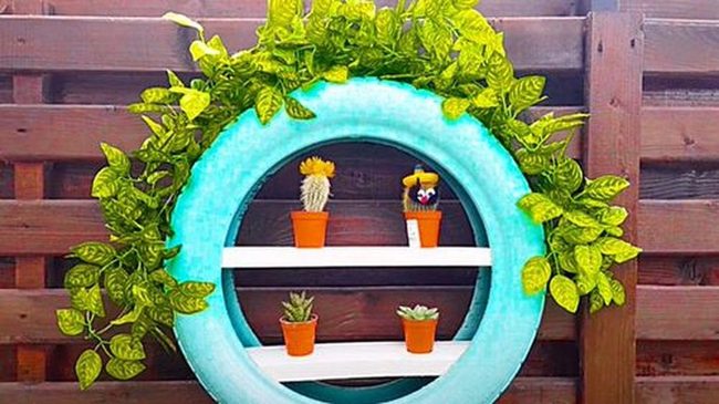 Painted Tire Planters, Infinite Green