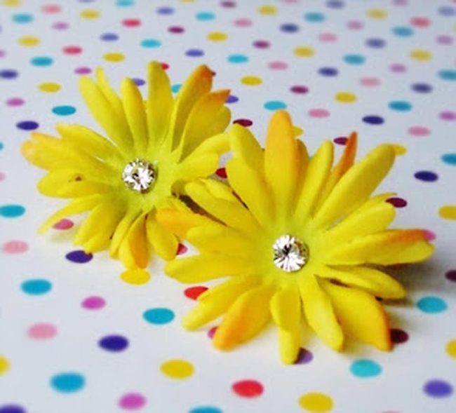 Yellow Flowers With Jeweled Centers